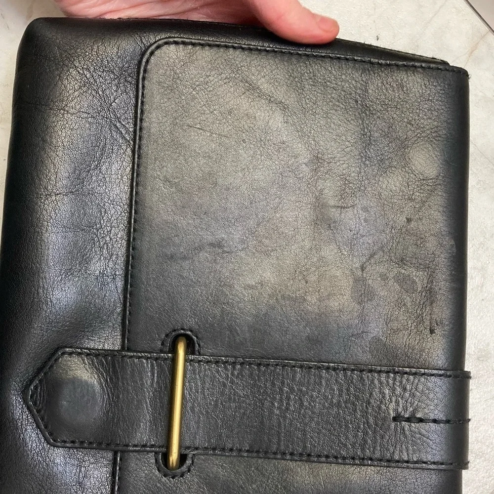 Madewell black leather clutch bag